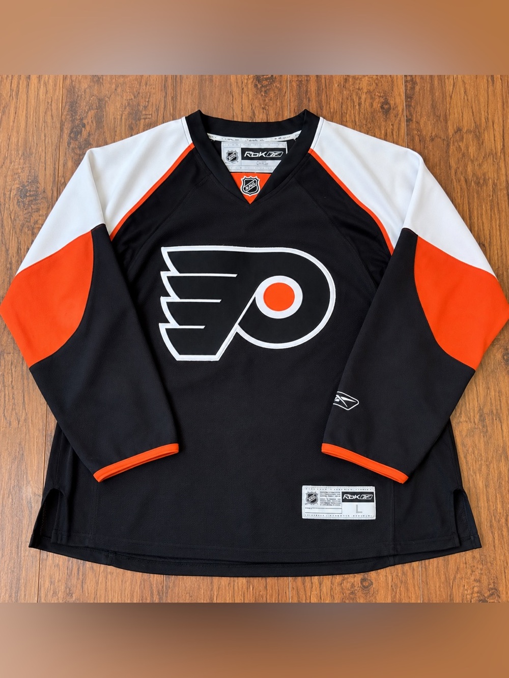 NHL Reebok Men’s Large Philadelphia Flyers Hockey Jersey White Black Orange